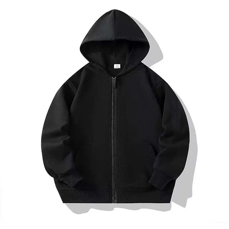 Girls' Solid Color Hooded Jacket - 100% Polyester, Slight Stretch, Long Sleeve, Zipper Closure, Pocketed Spring/Fall Youth Casual Outerwear Sweatshirt