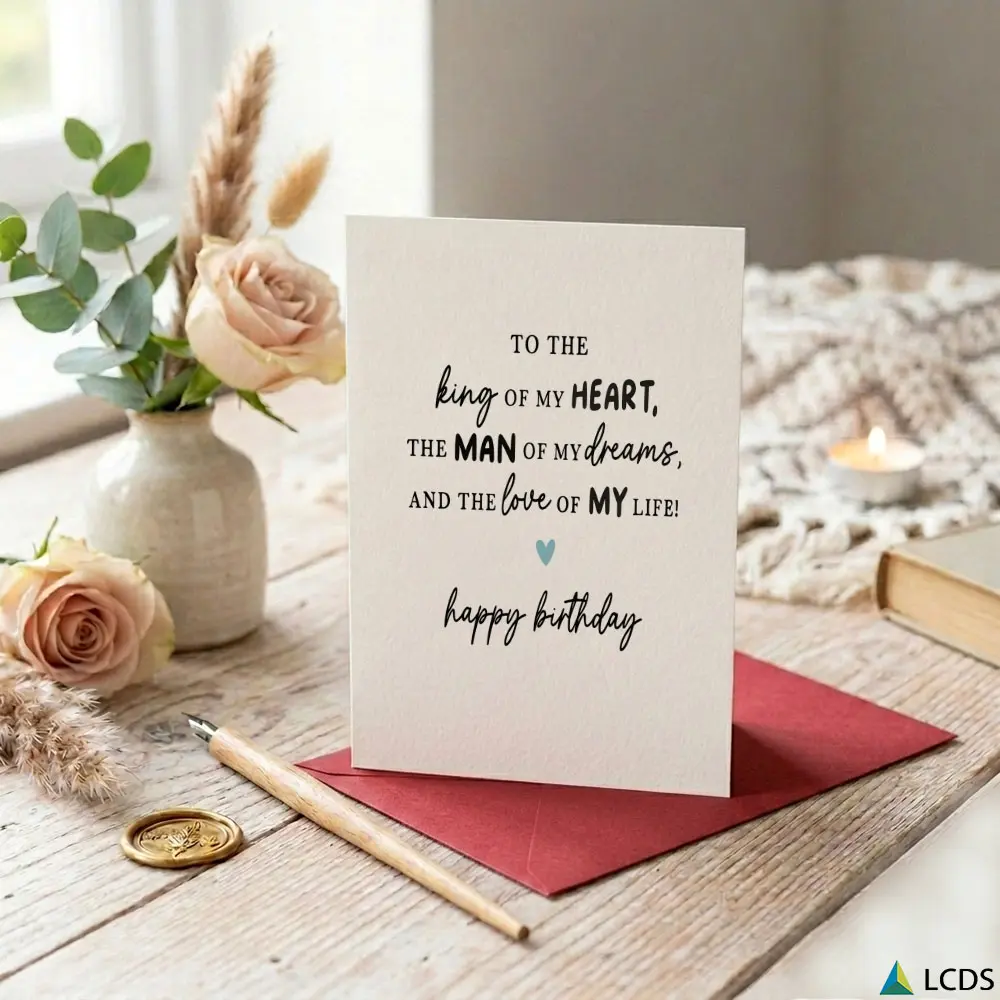 1pc Romantic Birthday Card For Him And Her With Love Message And Heart Design Suitable For Holiday Gifting Daily Use All Season Celebration