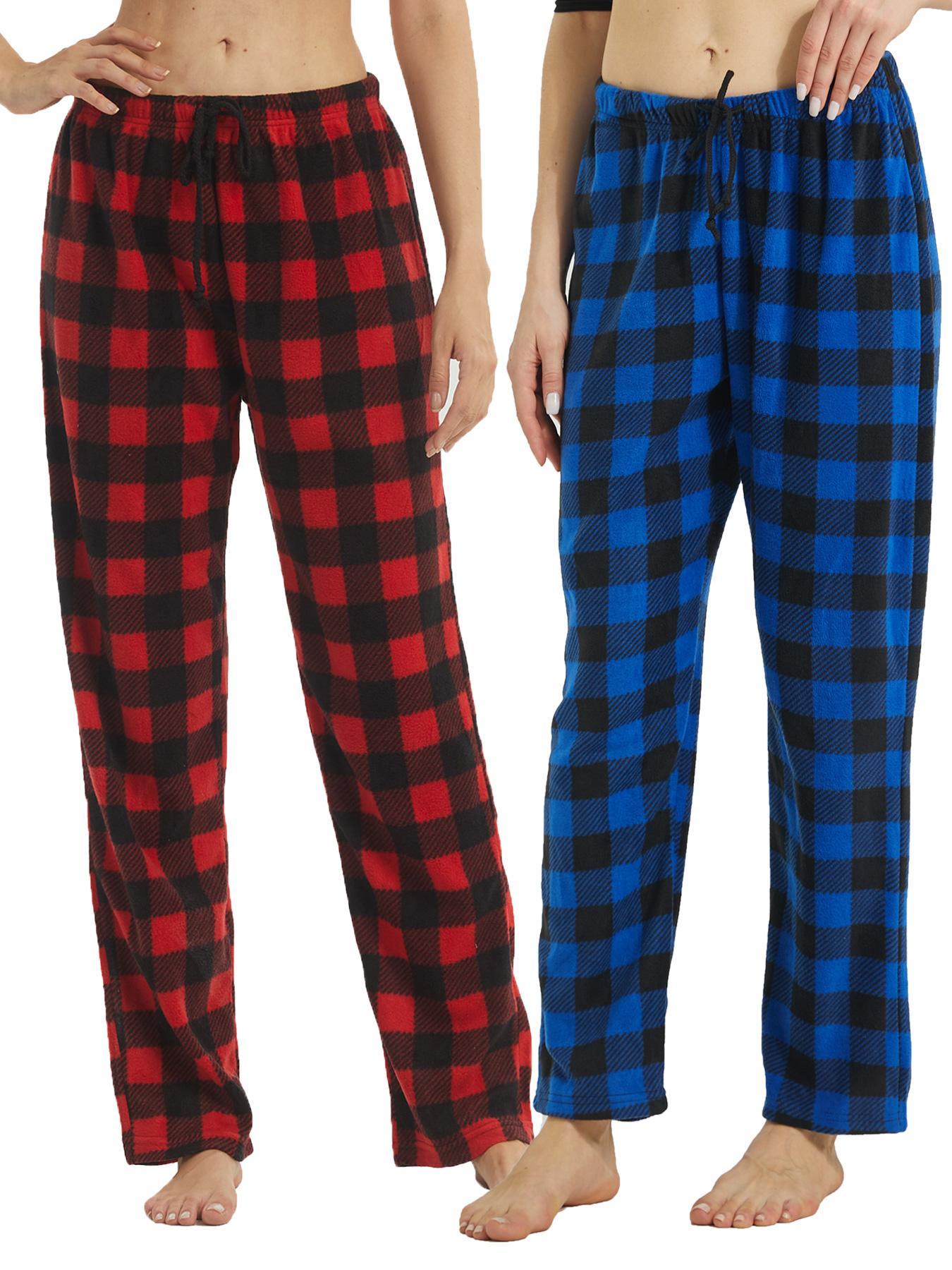 Women's Plaid Print Drawstring Waist Pants, Soft Comfortable Thermal Lounge Pants, Casual Cozy Sleep Pants for Fall & Winter