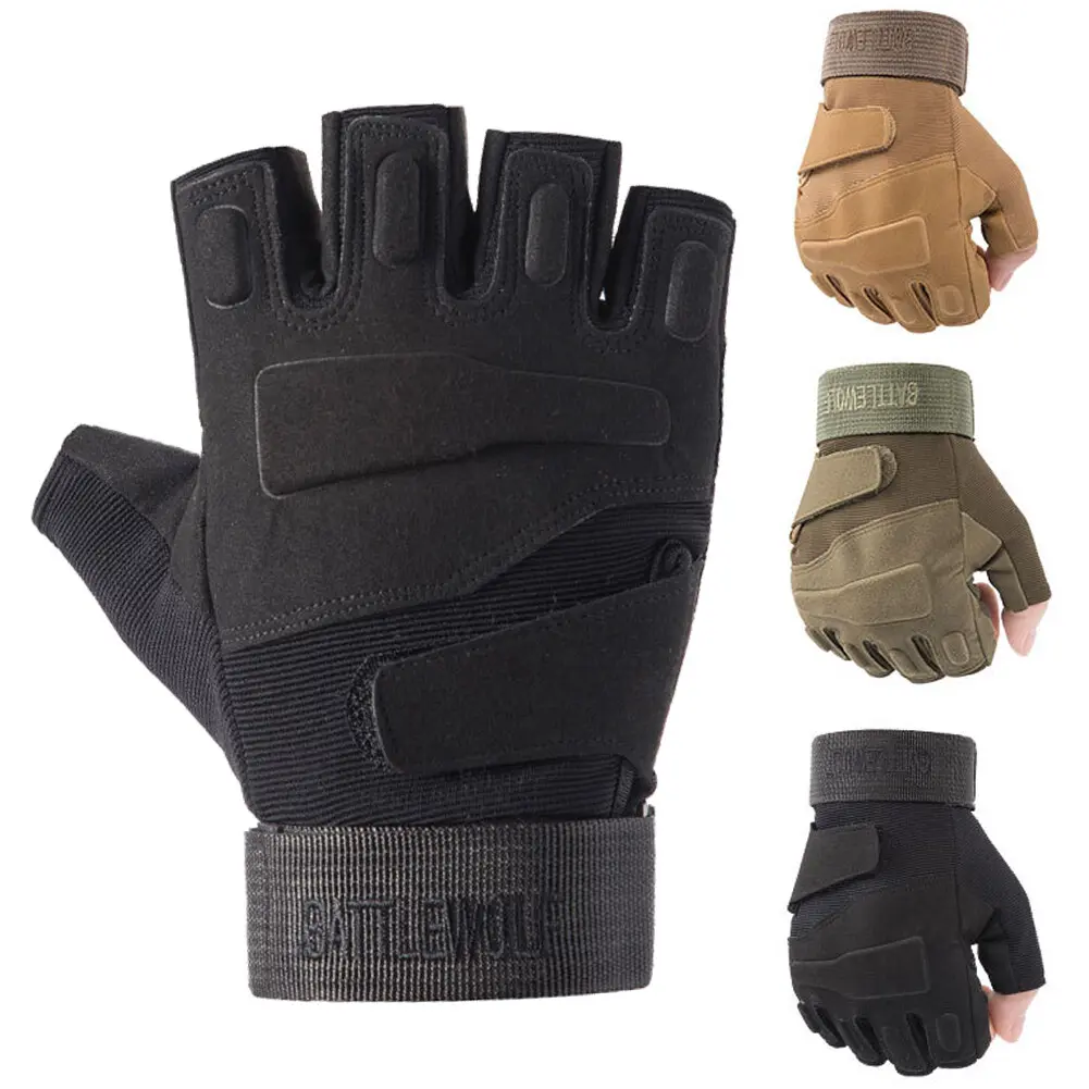 Tactical Durable Non-Slip Fingerless Gloves for Men Women for Outdoor Cycling Shooting Training Hunting Half-Finger Protective Gloves
