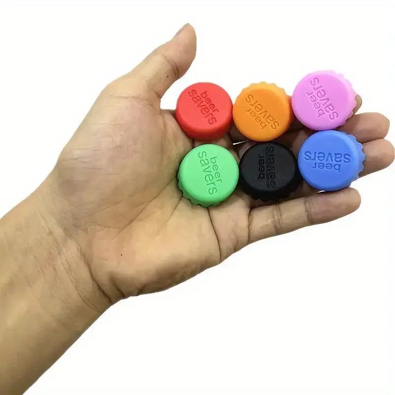 Reusable Silicone Bottle Cap, 6 Counts/set Leak-proof Colorful Bottle Cap, Durable Bottle Cover for Beer, Wine and Vinegar, Drinkware, Leak Proof Lids