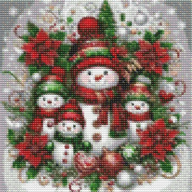 5D DIY Full Drill Round Diamond Painting - Diamond Art Craft Kit Snowman, Christmas Flowers, Ornaments Mosaic, Canvas - DIY Decorative Painting, Home Wall Decor, Suitable for Halloween and Christmas, Birthday and Anniversary Gifts, Diamond Painting Kits