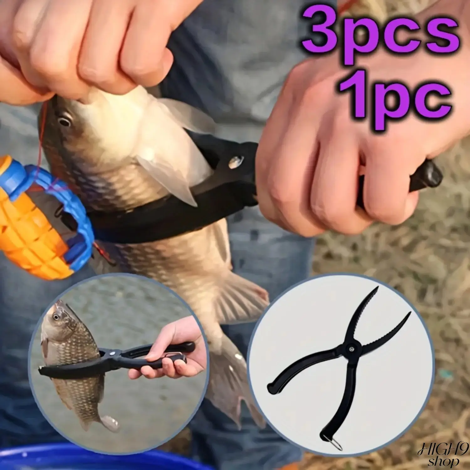 1/3-Piece Fish Gripper Set, Durable Lightweight Multi-Functional Plastic Fishing Pliers with Non-Slip Handle, Secure Fish Control Grip, Practical Non-Electric Fishing Gear for Anglers & Fishing Lovers