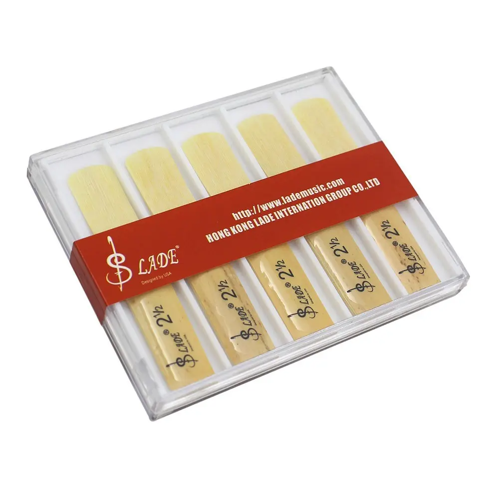Bb Clarinet Reeds Strength 2.5, 10pcs in Transparent Box Woodwind Instrument for Beginners Practice, Thinner Reed Tip & Unfiled Cut for Easy of Play, Traditional Reeds for Clarinet Beginner and Player