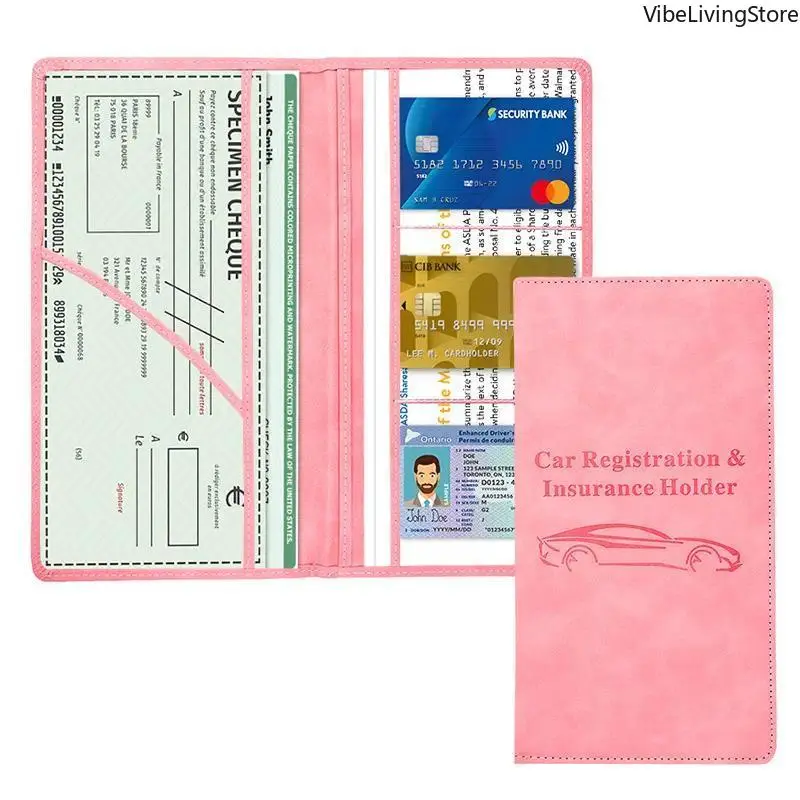 Solid PU Leather Car Document Holder, Multi-Pocket Organizer Wallet with Built-in Organizer for Auto Registration & Insurance, Cars, Car Interior Accessories