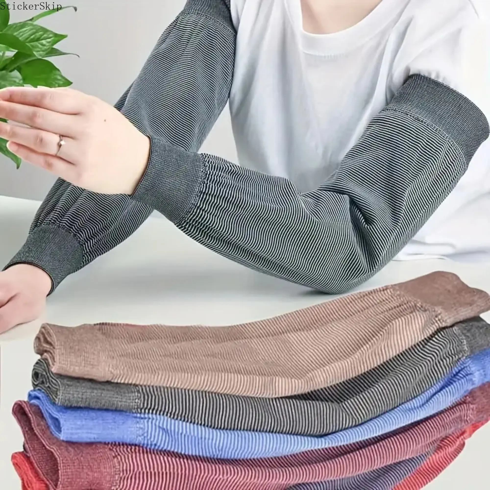 6-Pairs Universal Four-Season Elastic Knit Arm Sleeves, Breathable Comfort Extended Oversleeves for Men & Women, Protective Covers for Outdoor Work, Gardening & Household Chores
