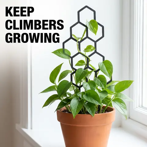 3-Piece Honeycomb Plant Support Rack, Rust-Resistant Plastic, 14.96x5.91 Inches, Ideal for Potted Vines and Flowers, Gardening Accessories, Plant Supplies