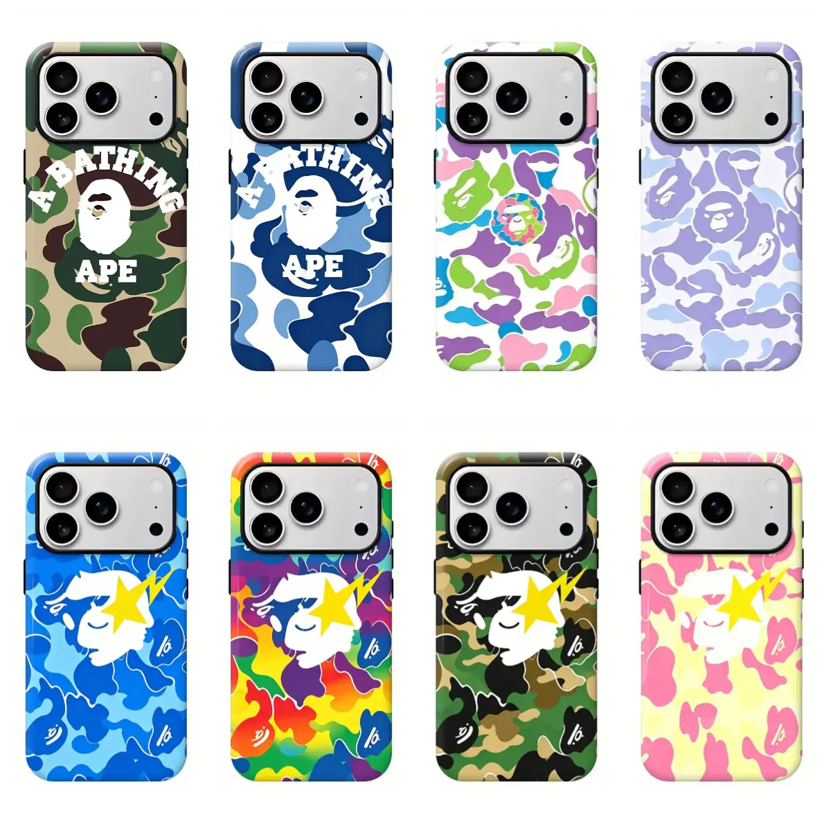 Bape A Bathing APE Durable phone case for iPhone 12, 13, 14, 15, 16, 17 Pro Max, Pro, Plus, and 17 Air,the perfect gift for her or him, ideal for parties.