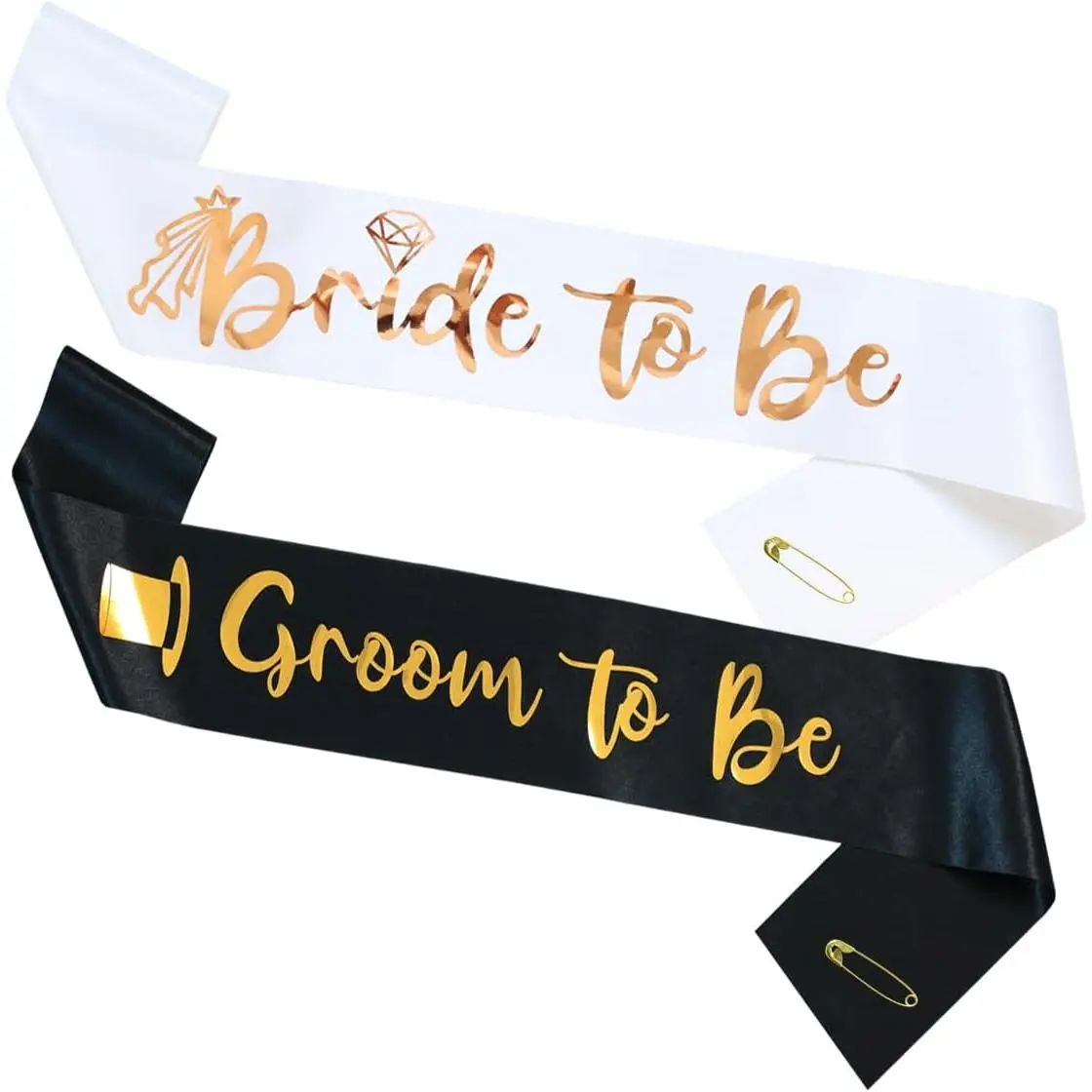 2 Pack Bride and Groom to be Sash Set Bachelorette Party Bridal Shower Decorations and Accessories Gifts for Bride Wedding Engagement Party Photobooth Props.
