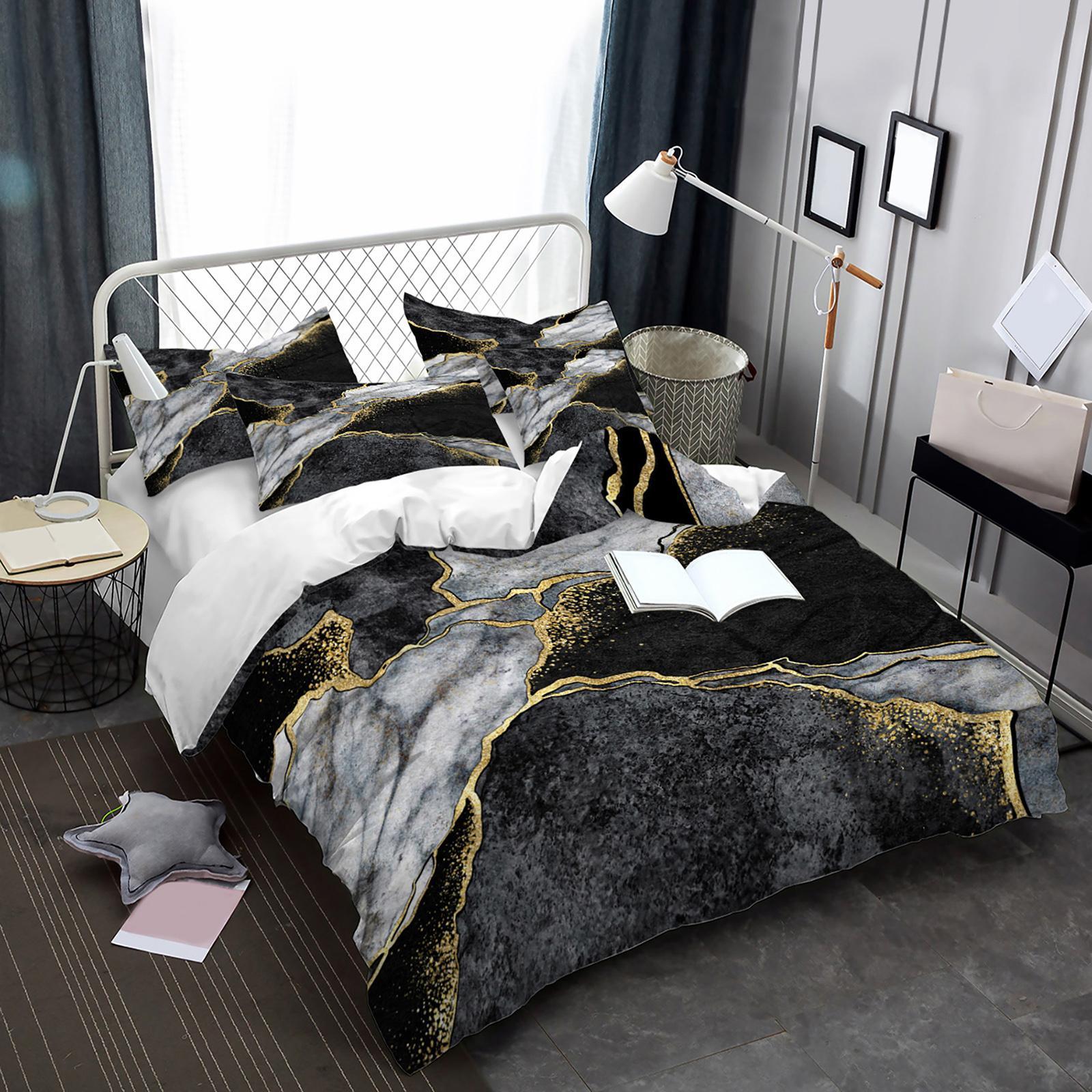 Marble Pattern Bedding Set, 2/3 Counts/set Including Duvet Cover & Pillowcase, Soft Comfortable Bedding Set for Home Bedroom, Decorative Duvet Cover