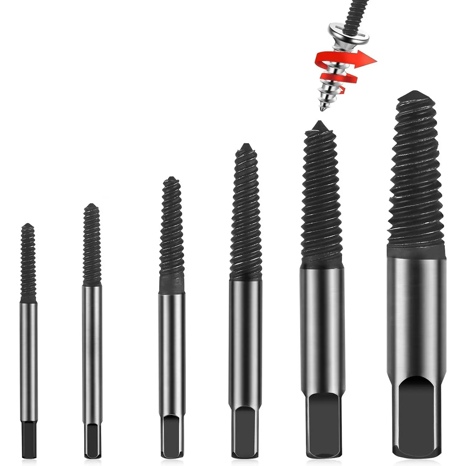 Screw Extractor, [Upgraded Version][6 Pieces] Screw Extractor Set | [Gifts for Men] Screw Stripped Screw Remover, Easy Out Damaged Screw Bolt Extractor Kit for Broken, Stuck Screws