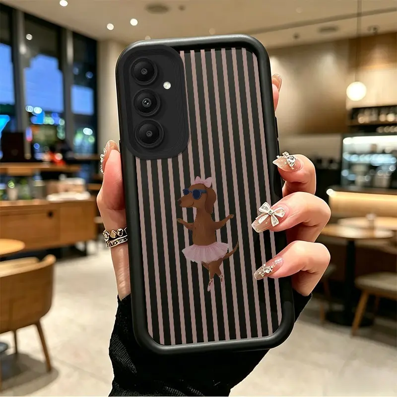Phone case for Samsung GALAXY S24 S24FE S24PLUS S25 S25PLUS S26 S26PLUS Cool Ballet Dachshund in Pink Tutu Celestial Eye Layered Phone Case Drop-Resistant Protection Gift TPU Shockproof boboiptyjtNROD, Full Coverage