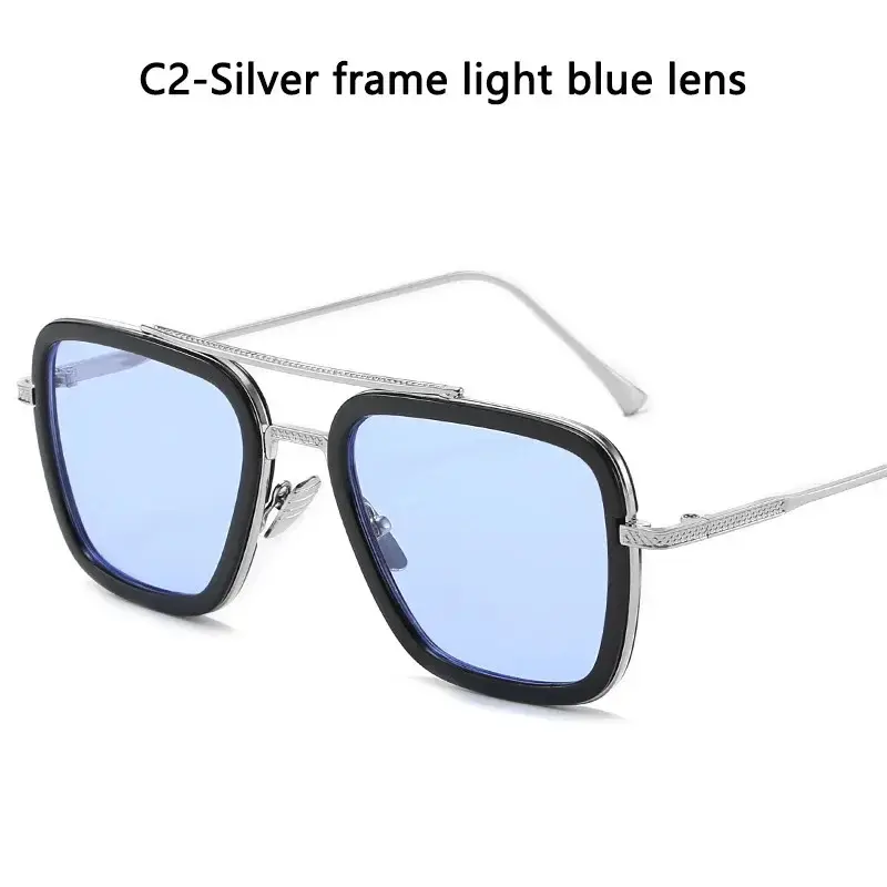 Tony Stark Style Square Frame Sunglasses, Retro Trendy Brand Design Fashion Shades Unisex Eyewear For Men Women Cosplay Driving Fashion Accessory