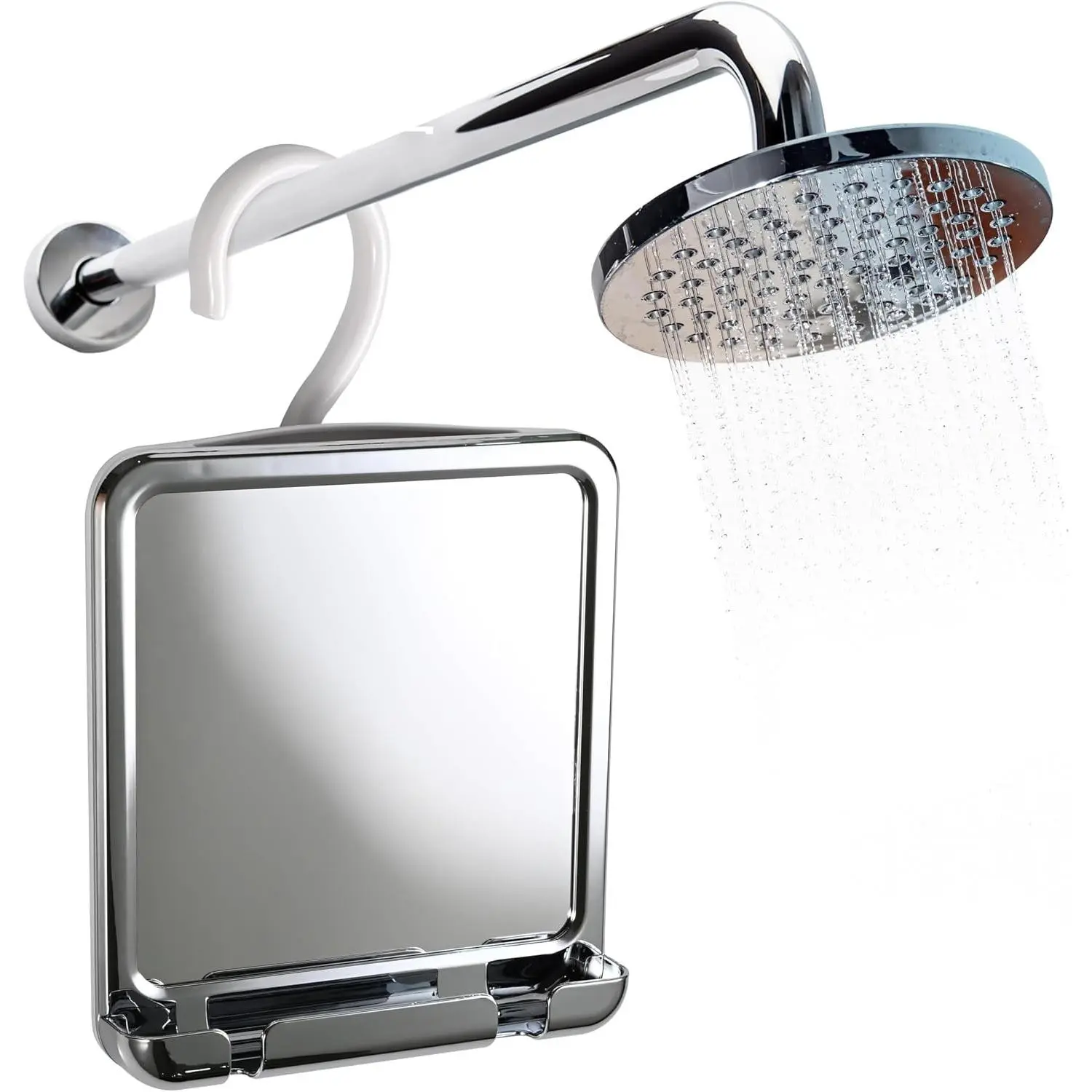 Anti-Fog Rectangular Shower Mirror for Shaving, 8x7 in Distortion-Free Glass Surface, Chrome Look Indoor Bathroom Mirror with Hanging Hook