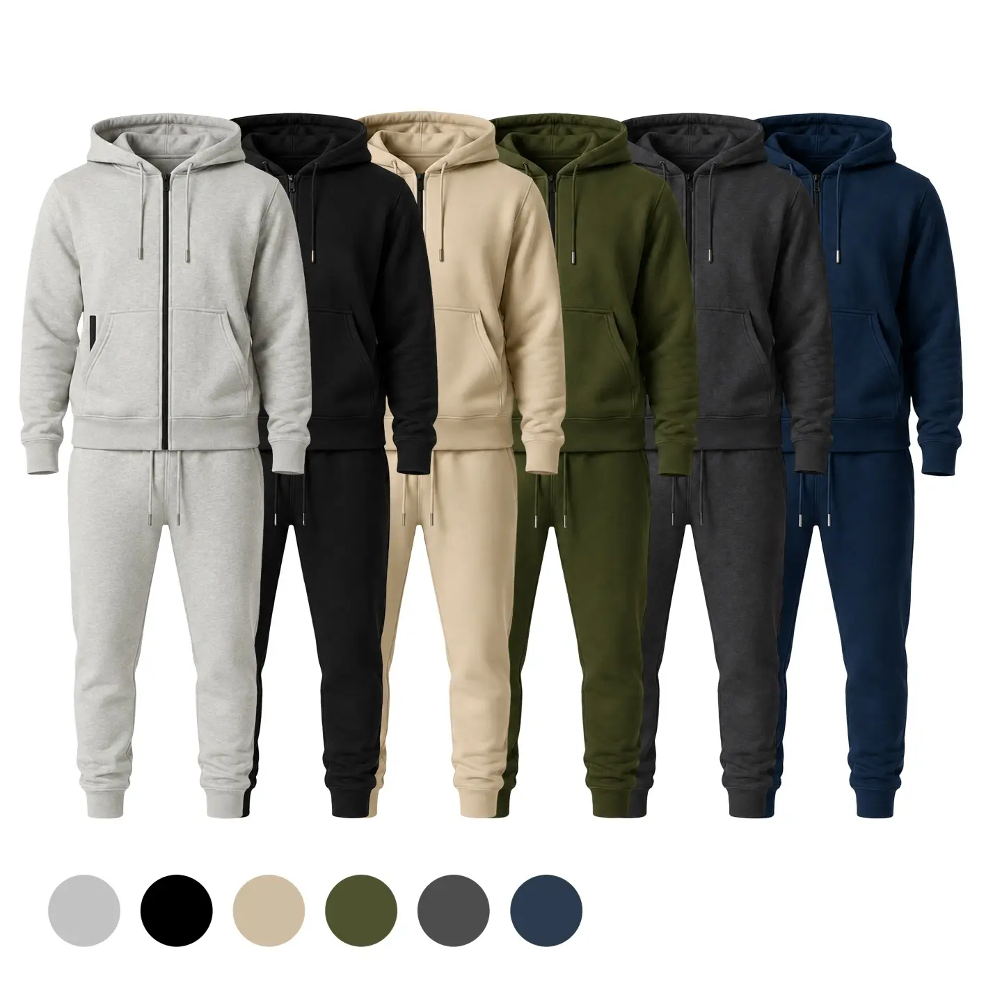 Men's Fall Winter Fleece Tracksuit Set, Zip Up Hoodie Sweatshirt Jacket & Jogger Pants 2 Piece Athletic Outfit, Warm Casual Streetwear Sportswear Matching Set,Unisex