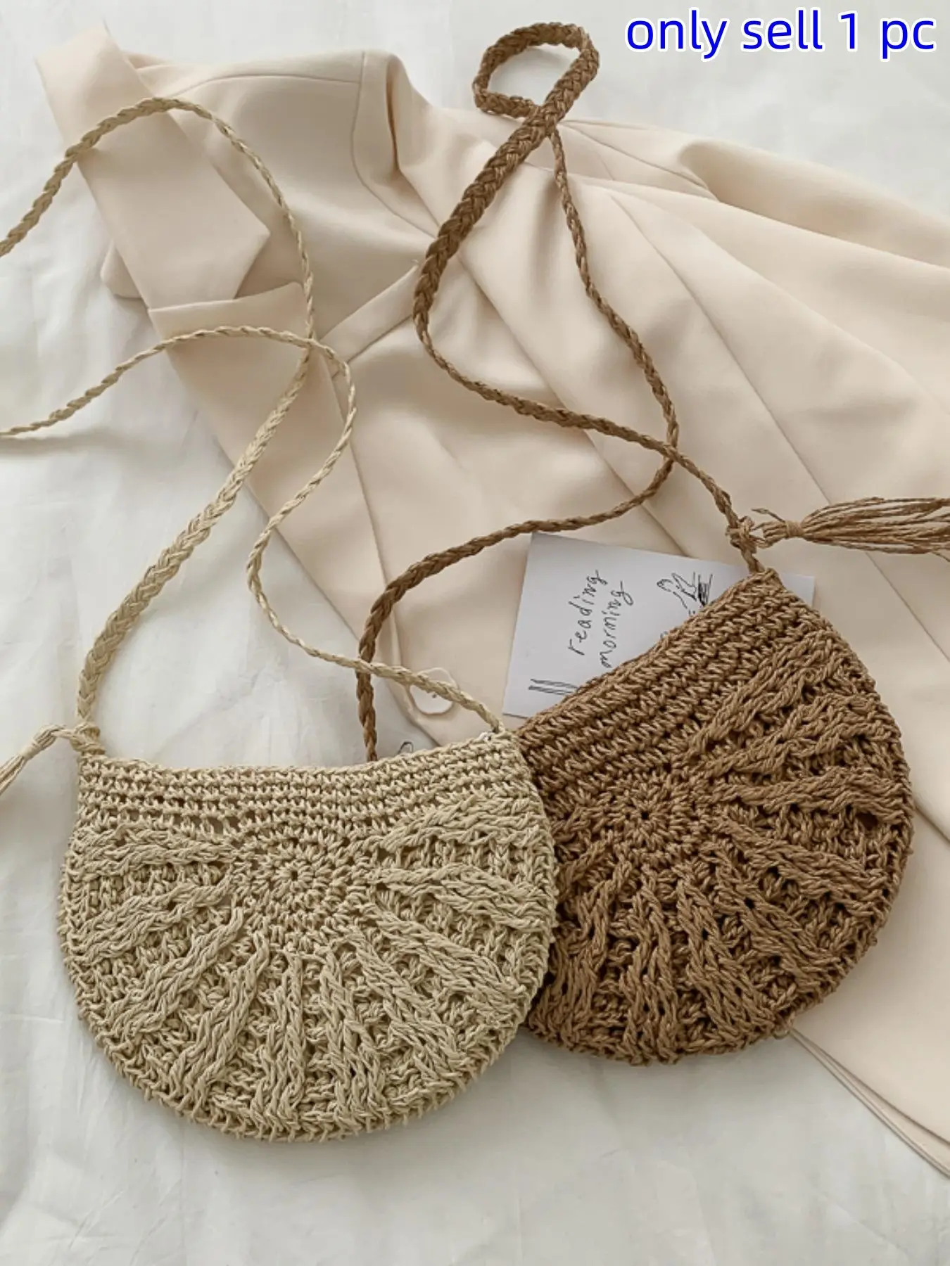 New Vintage Color Straw Bag, Crossbody Tote Bag, Casual Shoulder Bag, Crossbody Purse, Casual Crossbody Bags, Casual Fashion Bag, Spring Summer Style Beach Vacation Sandbag Simple Versatile Pure Color Handwoven Bag for Daily Commute Handcrafted Bag