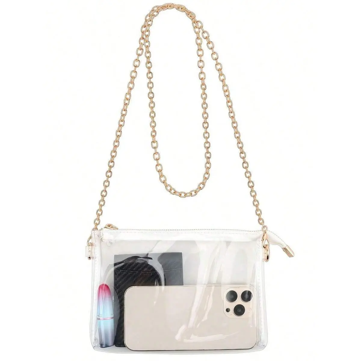 Women's Clear Crossbody Bag Stadium Approved PVC Purse Zipper Transparent Shoulder Bag For Outdoor Activities, Concerts & Sports Events