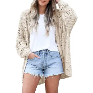 Womens Summer Crochet Lightweight Cardigan Sweaters Boho Kimono Long Sleeve Open Front Knitted Outwear Outfits