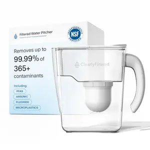 Filtered Water Pitcher - 80 Fl Oz, NSF Certified - Targets 365+ Contaminants - Fluoride, PFAS, Lead, Chlorine, Microplastics - BPA/BPS Free - 10 Cup Filter (Pitcher Includes 1 Filter)