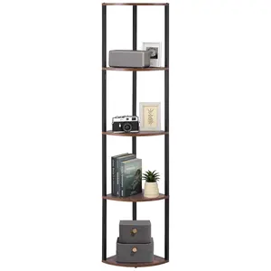 【DealsForYouDays】VEVOR 5 Tier Corner Shelf with LED Light, 64" Tall Corner Bookshelf with Storage Shelves for Collectibles, Display Shelf with Multi-color Lights Controlled Via RC/APP for Bedroom, Living Room, Office