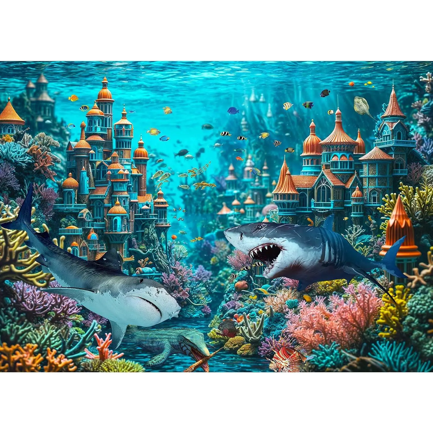 1000 Piece Puzzle for Adults, Sea King Castle Jigsaw Puzzle, Impossible Puzzles Game, Interlock Perfectly No Dust, Home Decoration Puzzle, Gift for Friends Parents Couples
