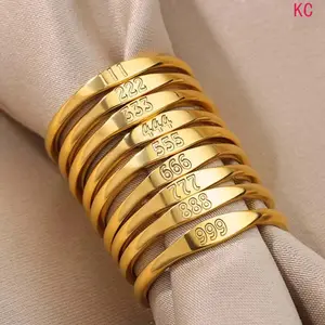 Plain Gold Number Rings In Digits 1 To 9, Size Adjustable Stackable Personalized Finger Jewelry For Women Daily Index Finger Outfit Matching