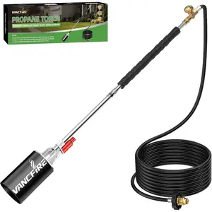 Propane Torch Weed Burner Kit, Heavy Duty Blow Torch with Self Igniter & 10FT Hose, High Output Flamethrower for Weeding, Roofing, Ice Melting, Road Marking,Charcoal(34")