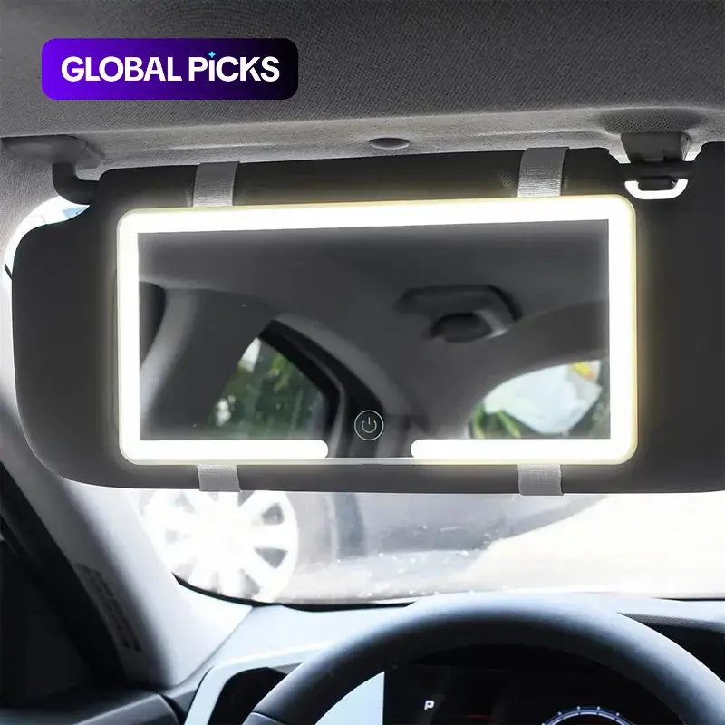LED Car Sun Visor Mirror Led Light, Touch-Control Dimmable Rechargeable Car Interior Mirror, Led Lights For Car Auto Accessory #GLOBAL PICKS