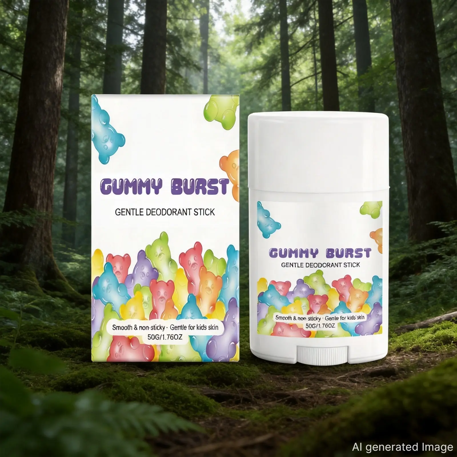 Gummy Burst Gentle Deodorant Stick, Long Lasting Odor Protection Solid Deodorant, Mild Refreshing Underarm Deodorant for Daily Use