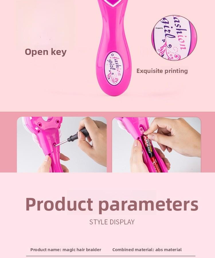 Magic DIY Automatic Braider Sparkly Light Up Hair Styling Tool for Girls Kids Pretend Play Gadget Fun Party Gifts Home Decor Storage Organizer Set