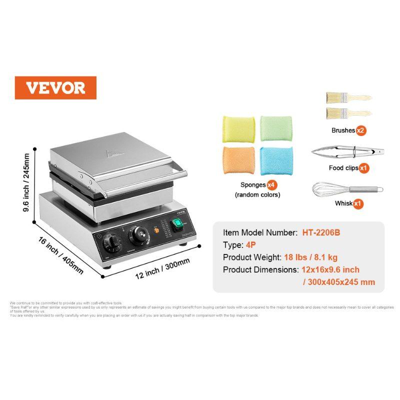 VEVOR Commercial Waffle Maker, 4PCS Round Waffle Baker Machine, 1750W Non-Stick Stainless Steel Belgian Waffle Iron with Temperature and Time Control, for Restaurant Bakery Snack Bar Family VEVOR Commercial Waffle Maker, 4PCS Round Waffle Baker Machine, 1750W Non-Stick Stainless Steel Belgian Waffle Iron with Temperature and Time Control, for Restaurant Bakery Snack Bar Family