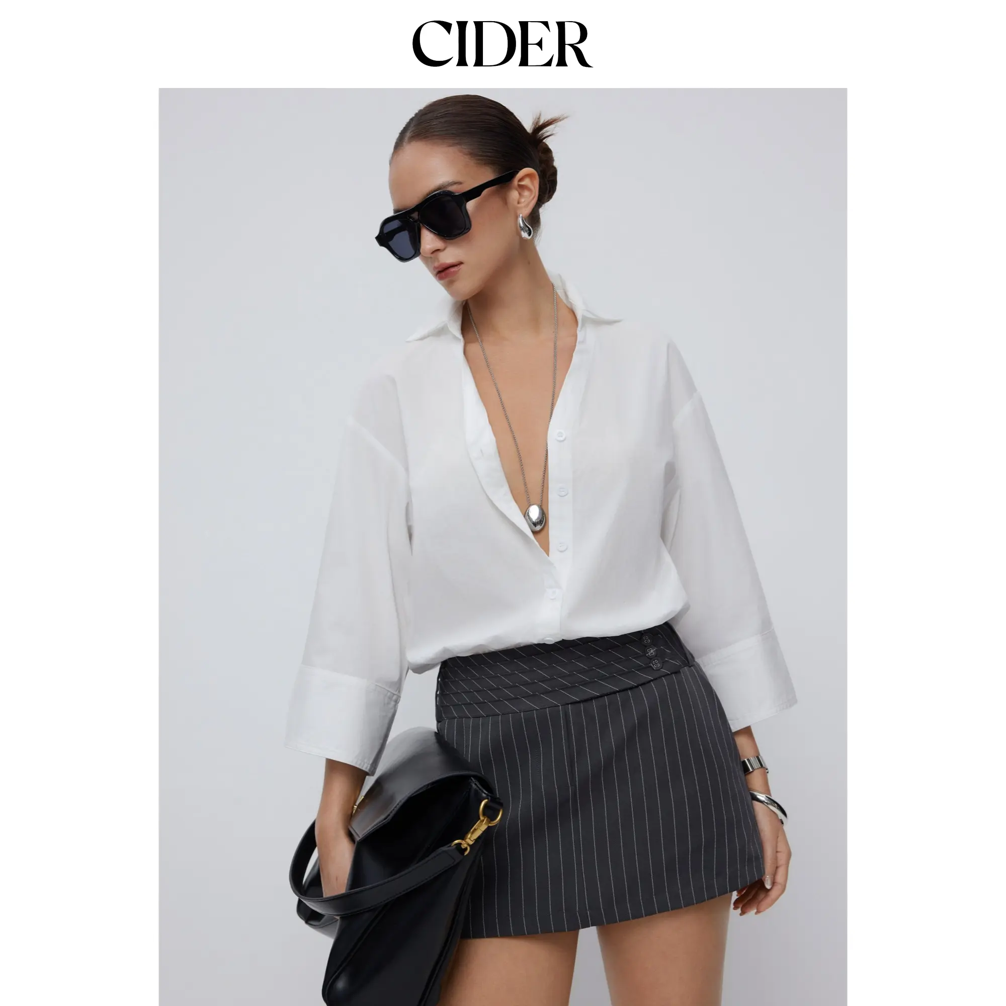 Cider Cotton-blend Mid-length Sleeve Shirt Bodysuit