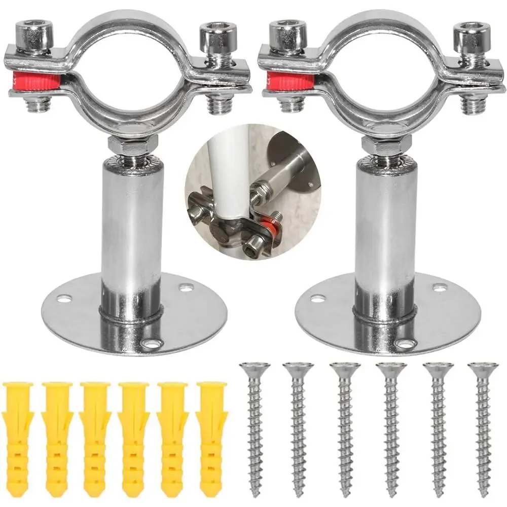 Beduan 1 Inch Stainless Steel Pipe Support Wall Ceiling Mount Pipe Strap Clamp Adjustable Pipe Bracket Holder for PVC Metal Water Pipe Tube Fitting (Range 25-27mm)