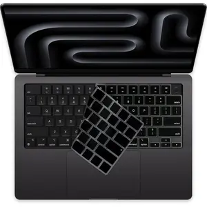 Silicone Keyboard Cover Skin for 2026-2021 MacBook Pro 14" 16 inches M5 M4 M3 M2 M1 A3426 A3427 A3428 A3429 A3434 A3112 A3185 A3401 US/ANSI Layout Protector Accessories(Black)Gift