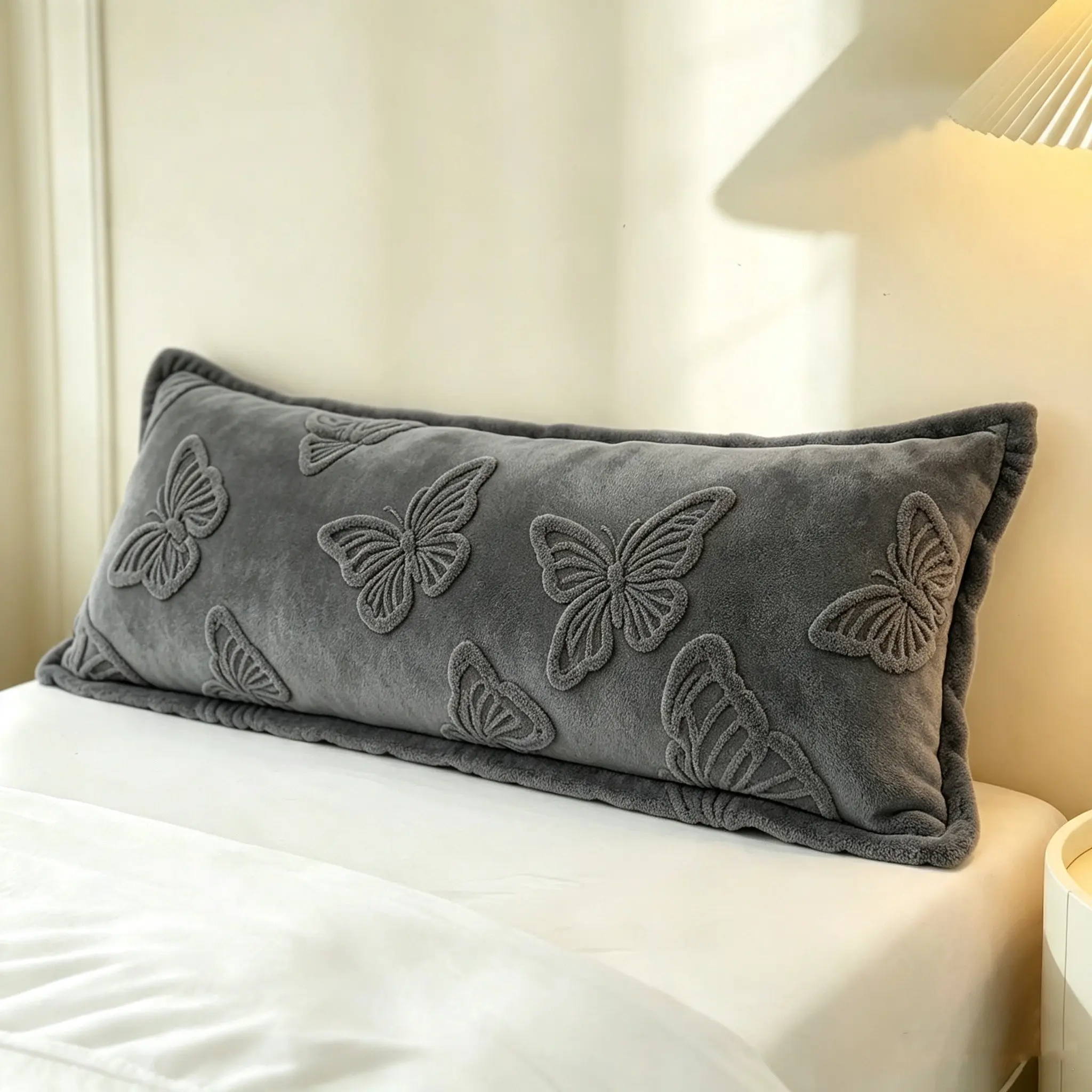 Luxurious Plush Butterfly Pattern Body Pillow Case, 20x54 Inches, Deep, Soft Velvet, Side Sleeper & Pregnant Support, Room Decor