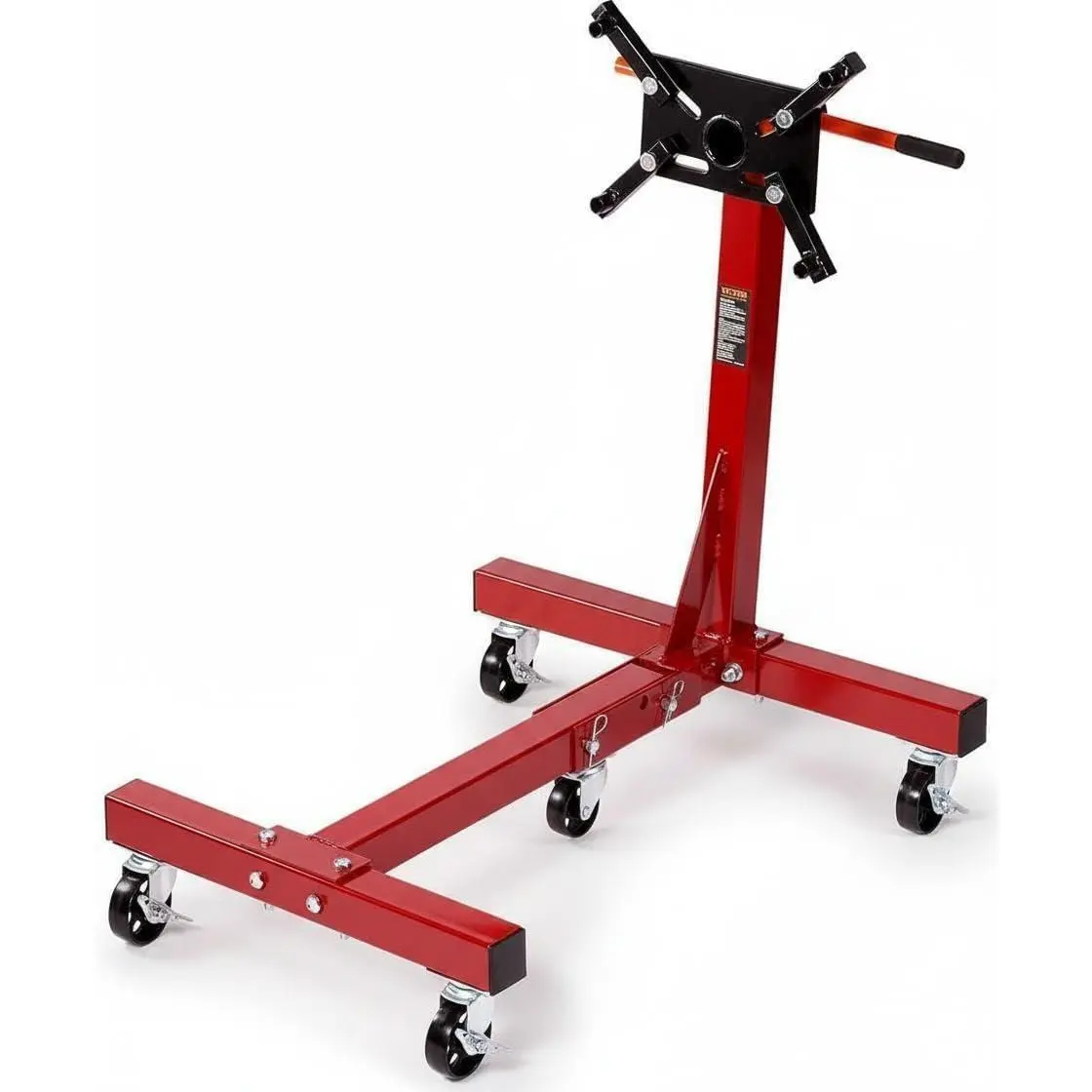 Engine Stand, 0.75 Ton (1000 Lbs) Capacity, Rotating Engine Motor Stand with 360 Degree Adjustable Head, Extra Tool Storage Tray, 4 Casters and 4 Adjustable Arms, for Auto Repair, Red