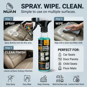 NUAN All Purpose Degreaser Spray for Car & Home, Multi-Purpose Cleaner for Car Interiors, Leather Seats, Dashboard, Kitchen & Surfaces, 300ml