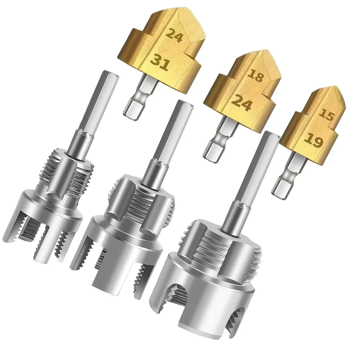6-Piece Professional Pipe Threading & Reamer Tool Combo, Commercial Grade Heavy Duty Die Set for Construction & Plumbing Projects, High-Efficiency Thread Maker for PVC, PPR & MPP Pipes, Bulk Supply for Contractors