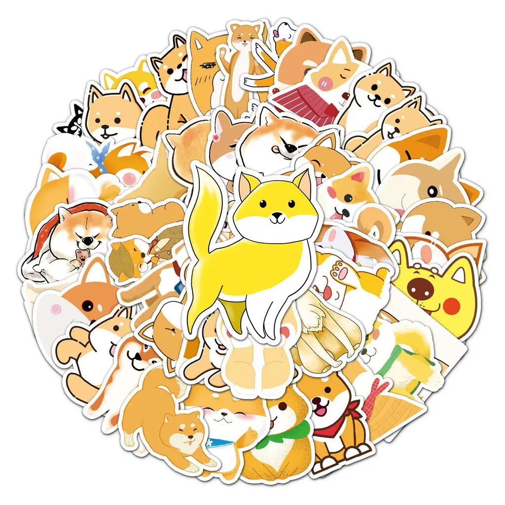 51 Cute Shiba Inu Stickers, Waterproof Dog Stickers for Notebook, Water Bottle, Computer, Luggage, Office Decor, Fun Cartoon Design