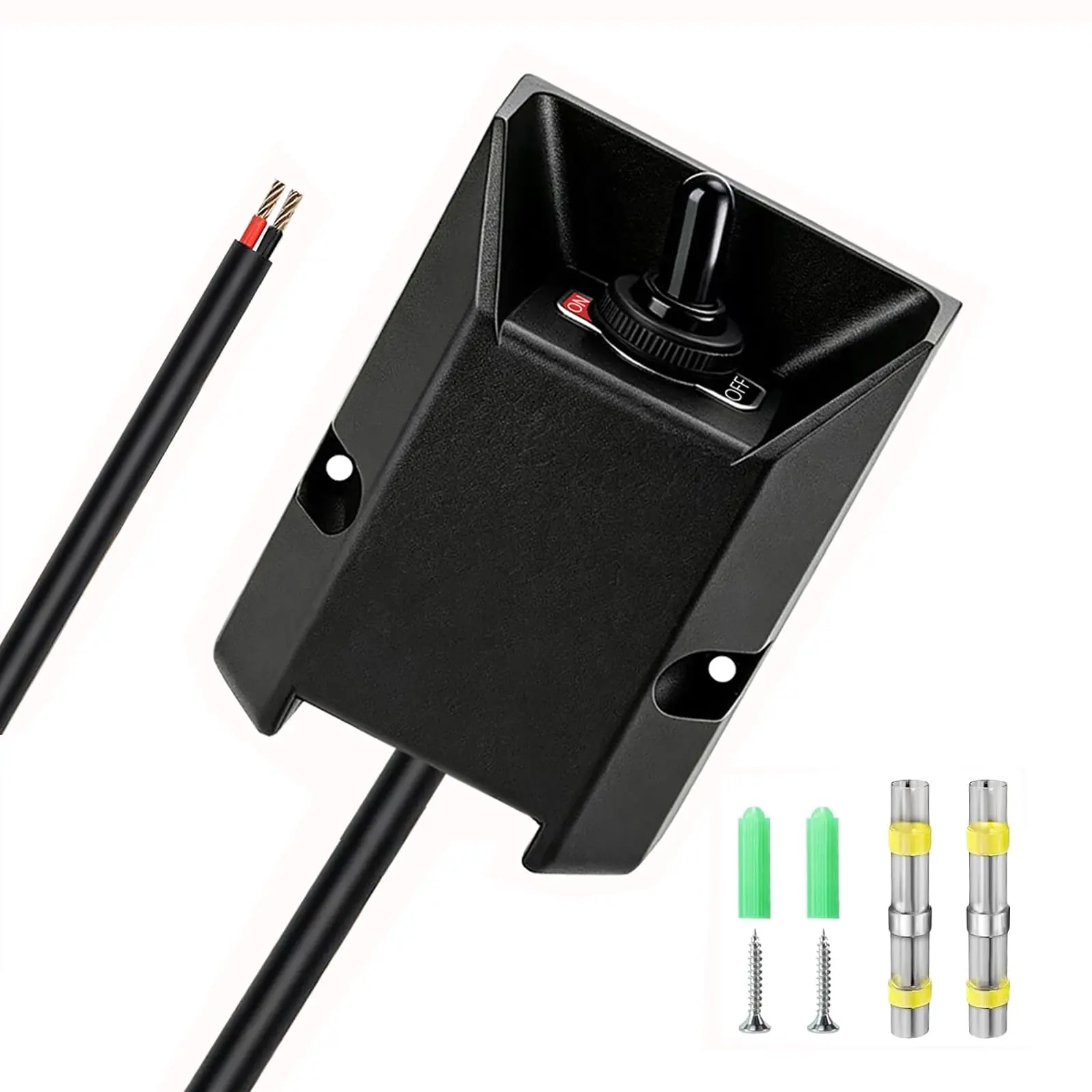 Wired Toggle Switch 12V, Waterproof 30A Heavy Duty Latching ON/Off Switch SPST DC12V-72V AC110V-250V Inline Switch for Marine Boat RV Truck ATV Automotive