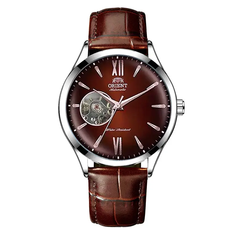 Ora Jewel Trending ORIENT Skeleton Open Heart Men Automatic Watch Gradient Wine Red Dial Roman Numerals Soft Croc Leather Strap Japan Self-Winding Gentleman Formal Business Wristwatch Gift For Him,Men's,daily,watches,g,Touch,Screen,Wate,l,f,d,al,exq,f,tin