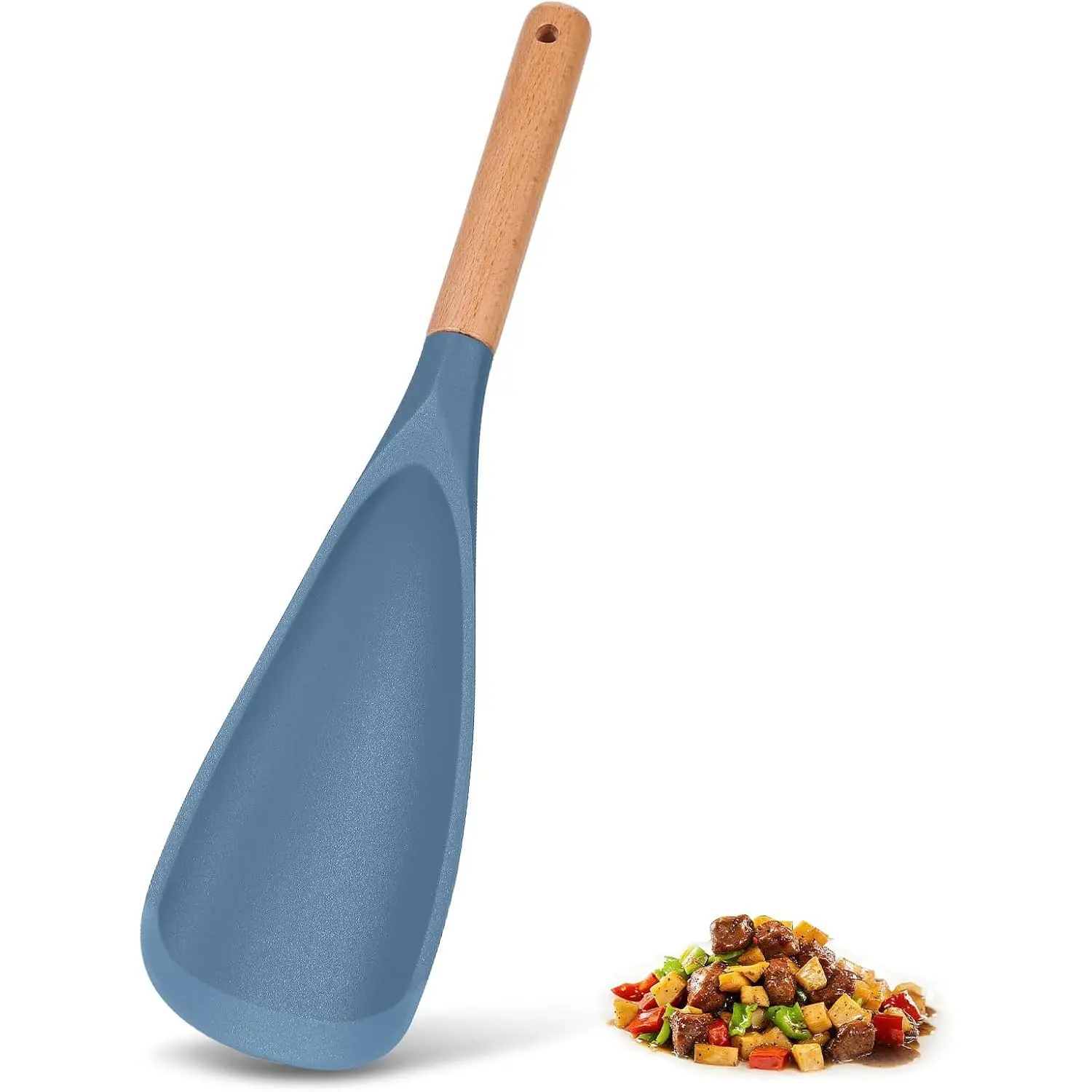 Cooking Spoon for Nonstick Cookware, Blue, 1 Pack | Soft   with  Handle for Stirring, Mixing, Scraping and Serving  Nonstick Cookware
