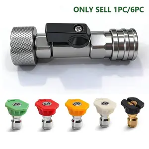 Garden Hose Quick Connect Adapter 3/4" Ght to 1/4", High-Pressure Washer Connector with 5 Nozzles, Durable Garden Equipment Accessory, Garden Hose Connectors