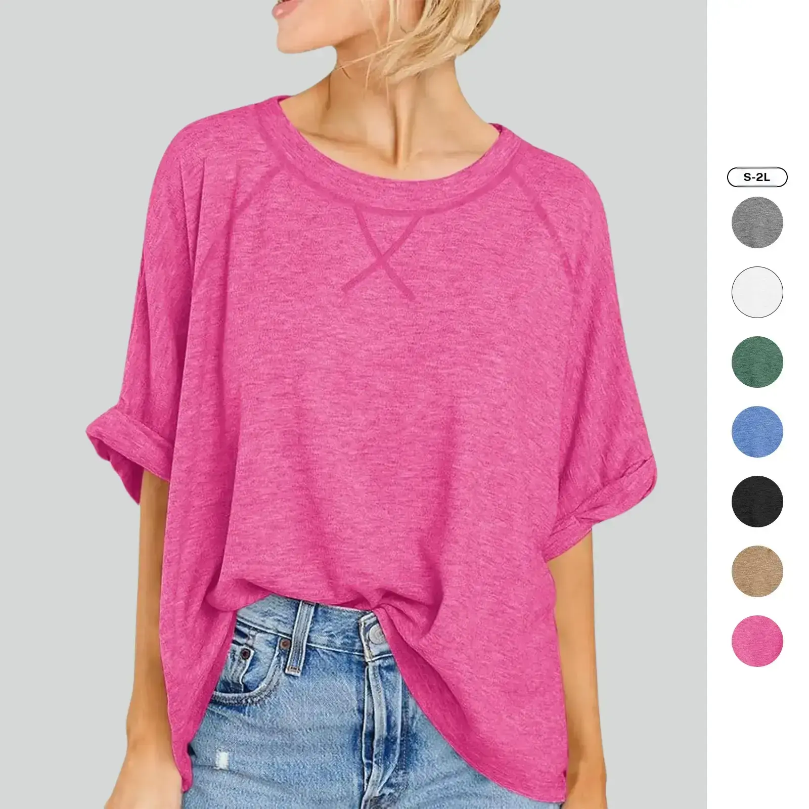 Imily Bela Womens Tops Oversized Tshirts Summer Short Sleeve T Shirts Casual Loose Fit Basic Tees Leggings Cute