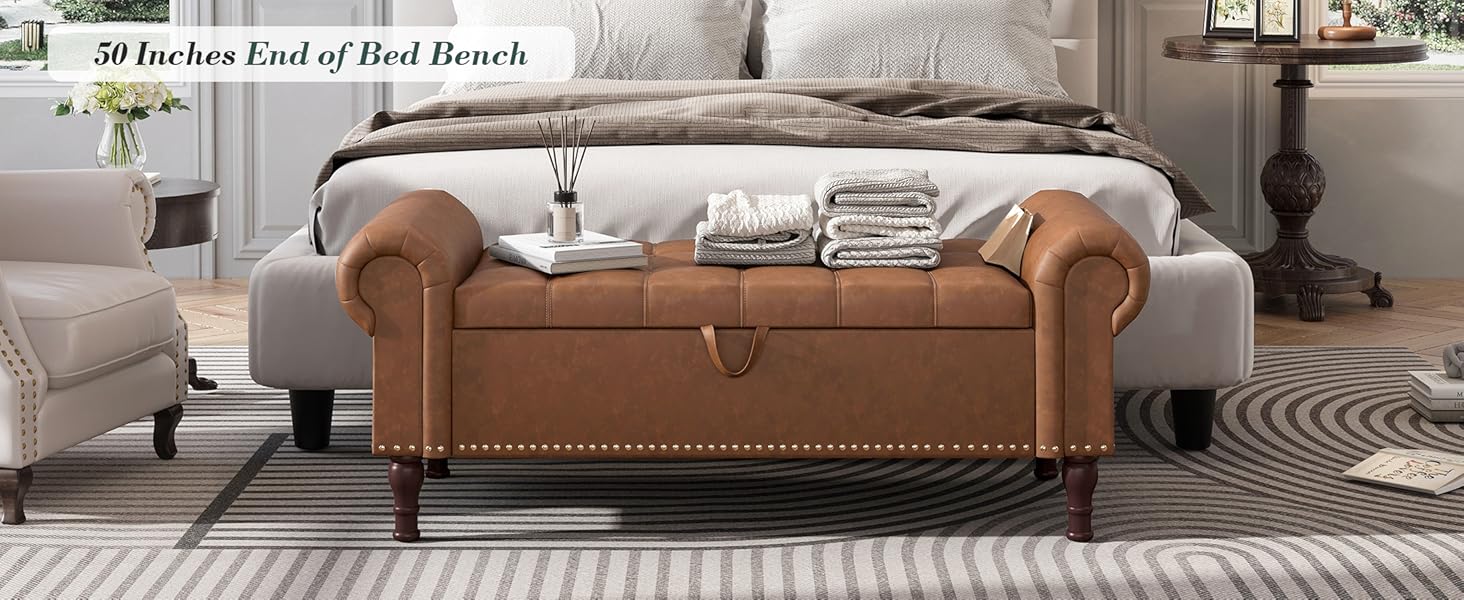 Apicizon 60”Ottoman with Storage, End of Bed Storage Bench with Tufted Button, Upholstered Sitting Bench for Front Door Entrance,Bedroom,Living Room