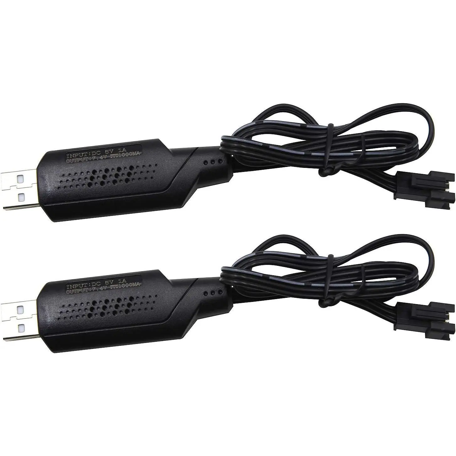 2 Pack 7.4V SM-3P Plug Charger Cable for 7.4V 2S 600mAh 900mAh 1200mAh 1300mAh 1500mAh Li-ion Battery/SM-3P USB 2