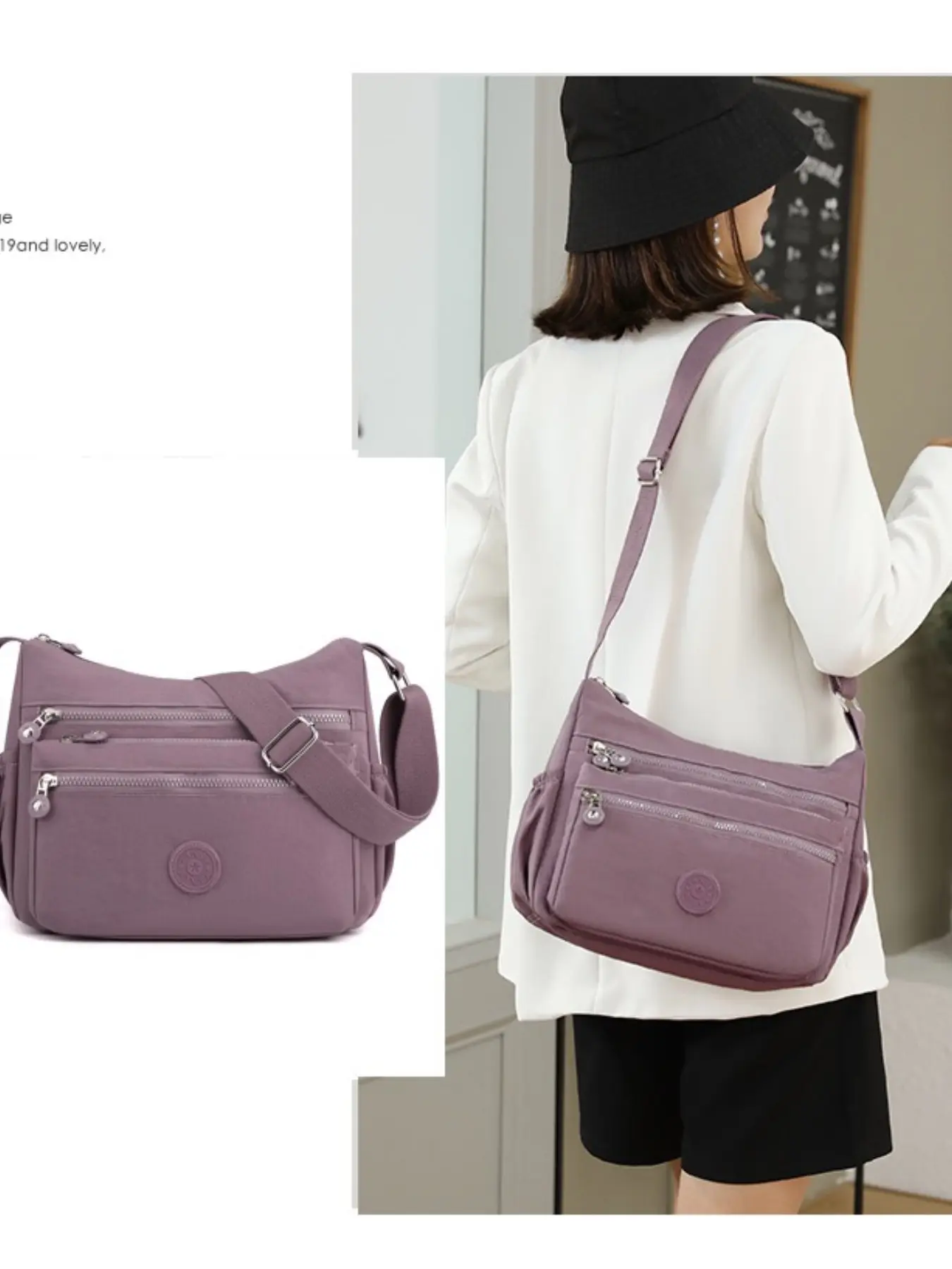 Dmk Nylon Crossbody Bag for Women, Anti-Theft Single Shoulder Bag with Multiple Pockets, Perfect Gift for Mother's Day and Valentine's Day