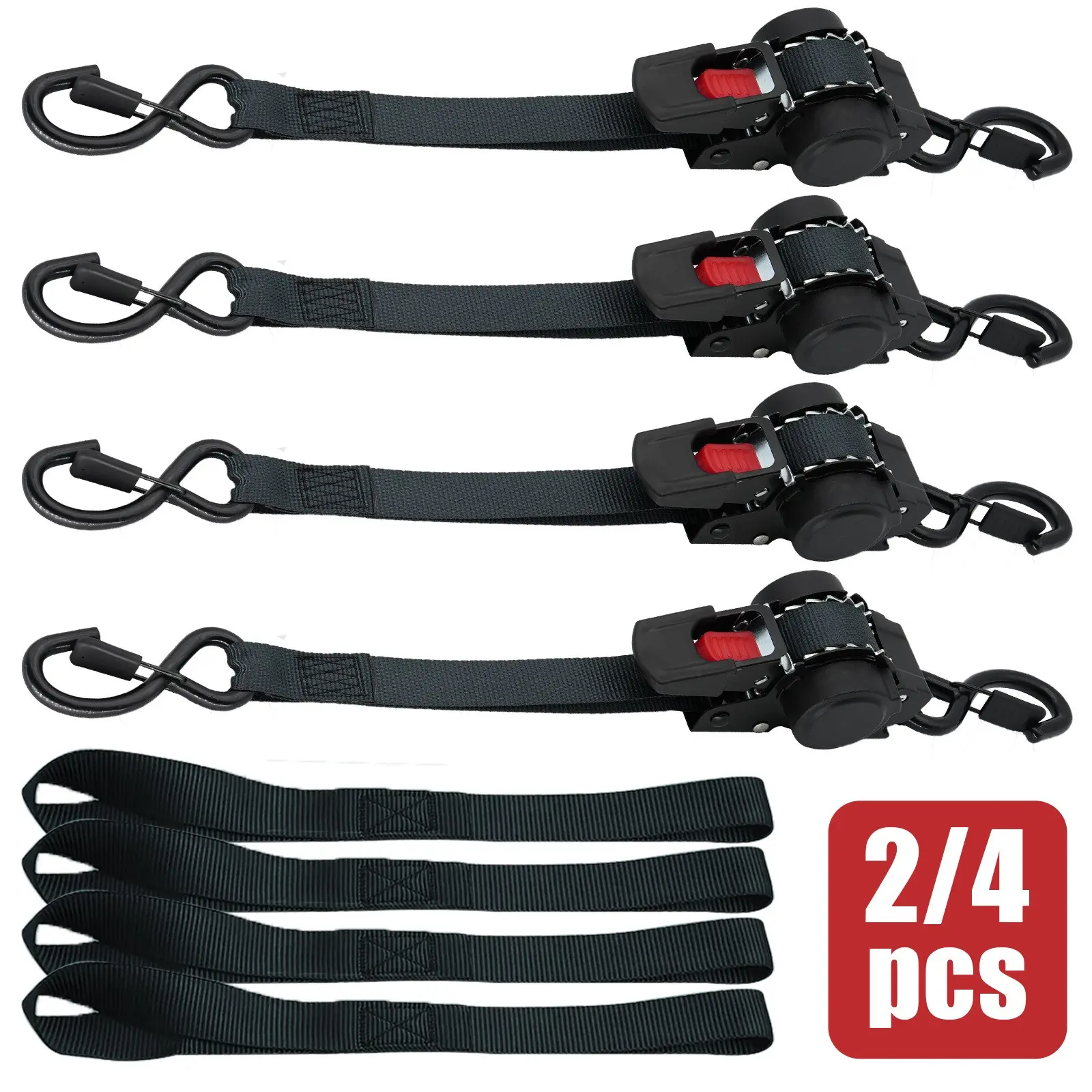 Adjustable Ratchet Tie Down Straps, 3m Extendable with Safety Lock S Hook, Ideal for Motorcycles, Atvs, Trailers, Cargo Binding