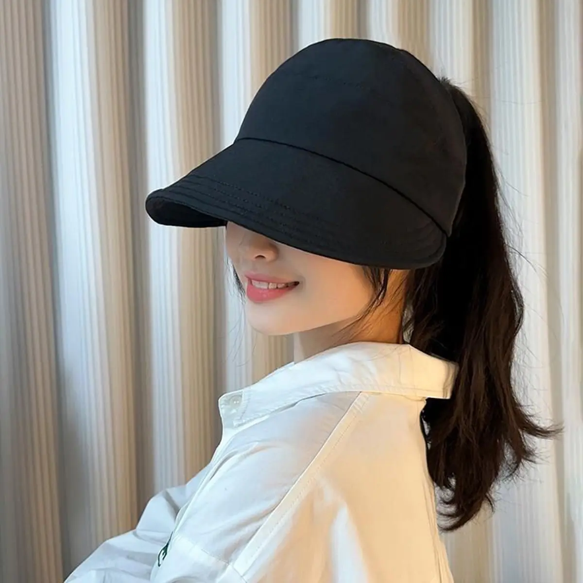Women's Acrylic Solid Color Upgrade Quick-Dry Thin Breathable Cooling Casual Sun Visor Hat - Unisex Everyday Beach Outdoor Headwear with Mask-Hanging Empty Cap Feature for Summer