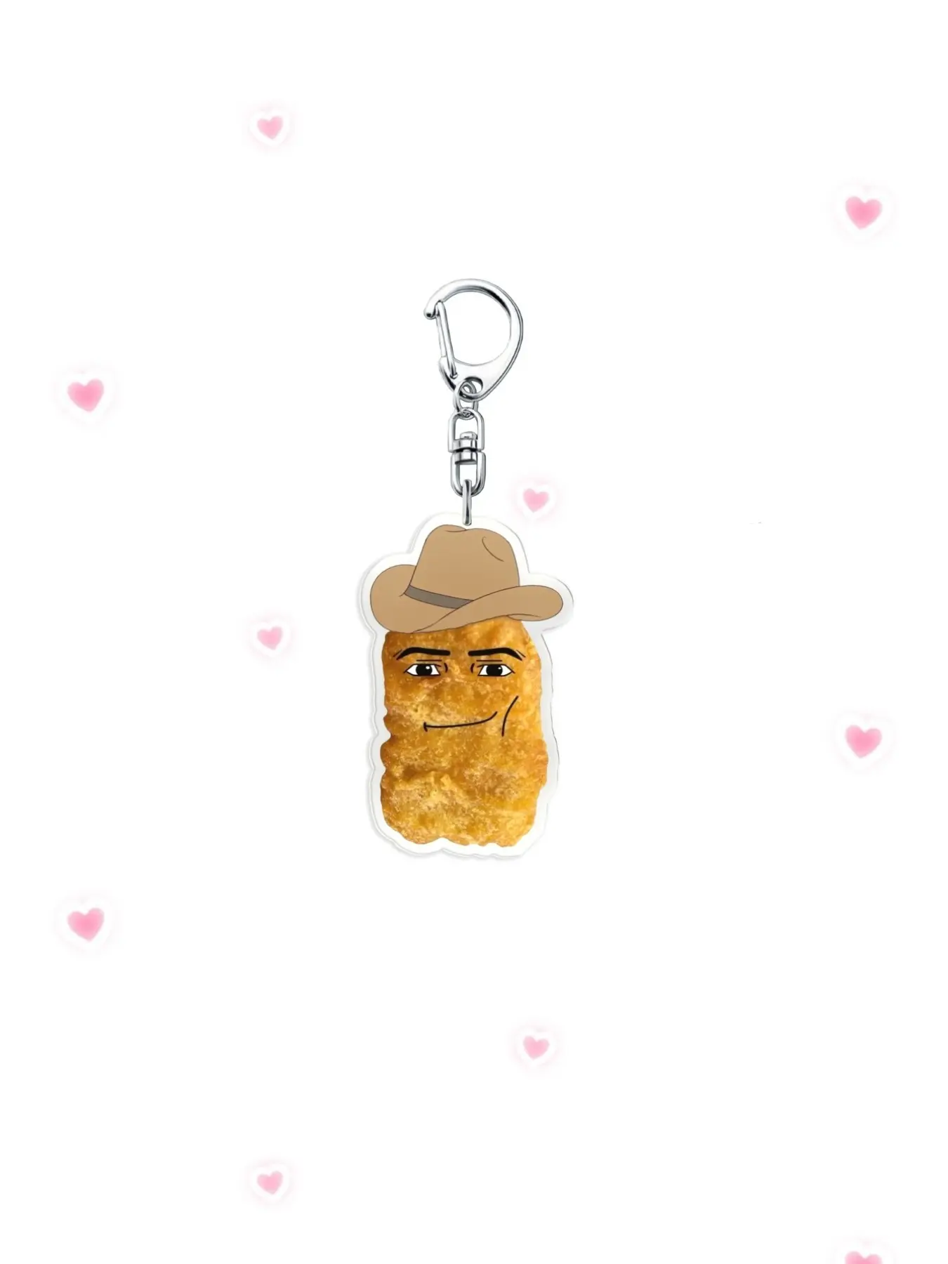 Funny Winning Smile Meme Acrylic Keychain, Funny Keychains, Chicken Nugget Fruit Face Bag Charm, Key Charms, Weird Trendy Gift for Friends
